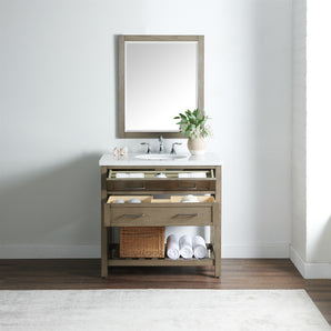 Sheffield 37'' Single Bathroom Vanity with Marble Top