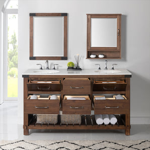 Asellus 62'' Double Bathroom Vanity with Marble Top