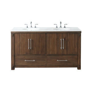 EXTER 62"W Double Bathroom Vanity with Marble Top