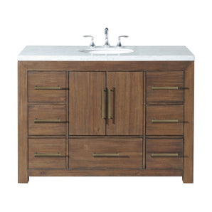 LANCASTER 48"W SINGLE BATH VANITY WITH WHITE NATURAL MARBLE TOP