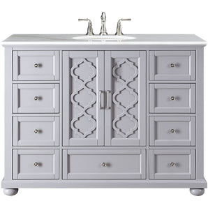 ALI 48''W FREE STANDING GRAY BATHROOM VANITY WITH WHITE NATURAL MARBLE TOP