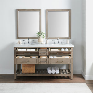 Sheffield 62'' Double Bathroom Vanity with Marble Top