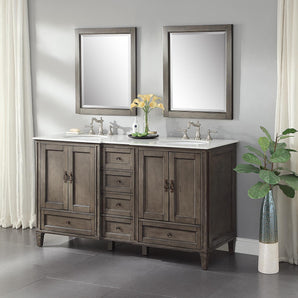 Lyon 62'' Double Bathroom Vanity with Marble Top