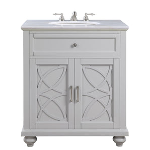 Toulouse 31 in. W x 22 in. D Bath Vanity in Gray  with Marble Vanity Top in White with White Basin