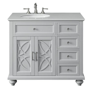 Toulouse 38 in. W x 22 in. D Bath Vanity in Gray  with Marble Vanity Top in White with White Basin