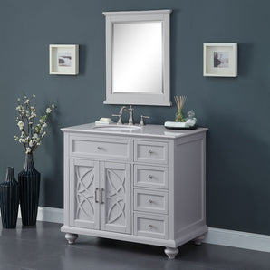 Toulouse 38 in. W x 22 in. D Bath Vanity in Gray  with Marble Vanity Top in White with White Basin