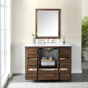 EXTER 48"W Single Bathroom Vanity with Marble Top