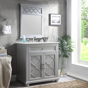 ALI 31"W GRAY BATHROOM WITH WHITE NATURAL MARBLE TOP